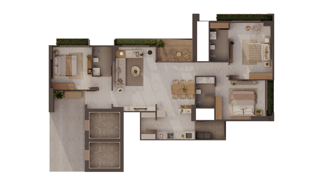 3 BHK floor plan preview