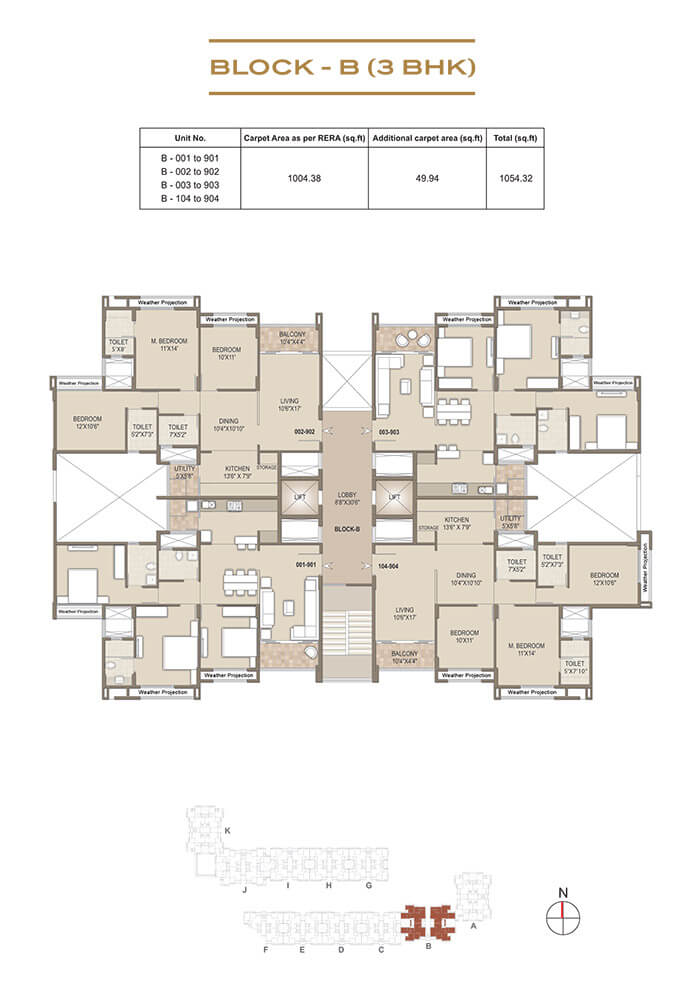 Arvind Skylands - 3 BHK Plan
