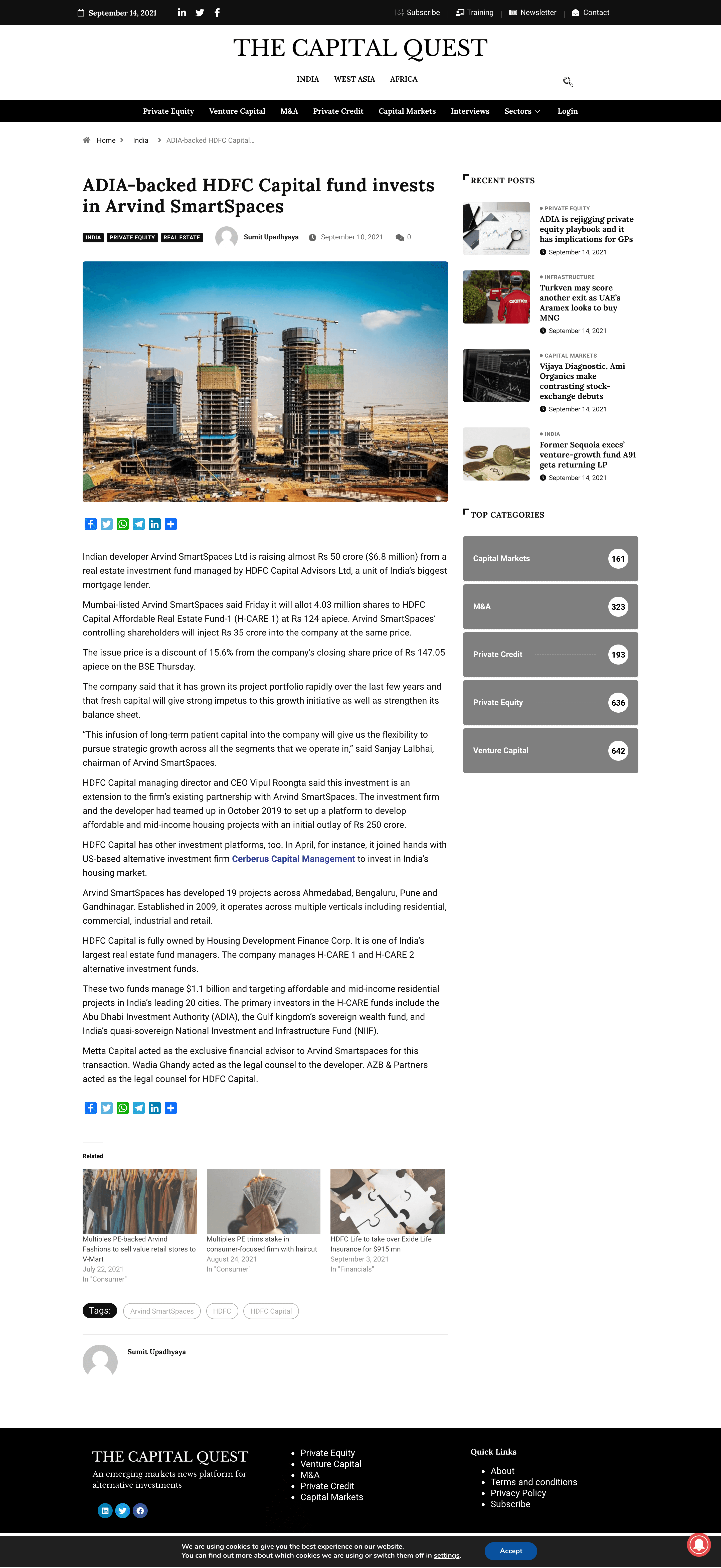 ADIA-backed HDFC Capital fund invests in Arvind SmartSpaces