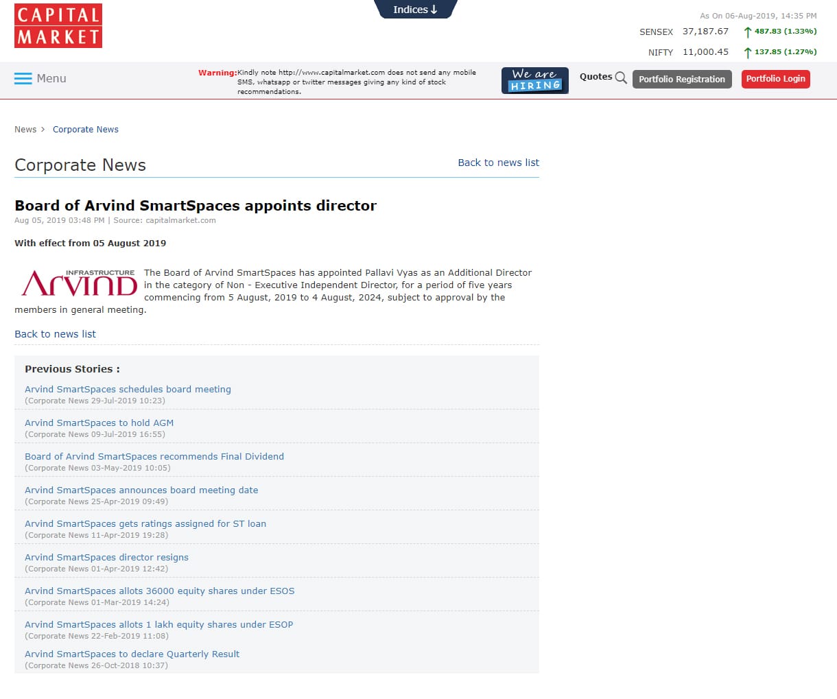 Board of Arvind SmartSpaces appoints director